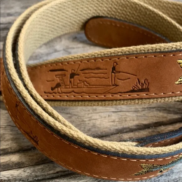 Zep-Pro Brown Leather Belt with Embroidered Snook Design - Picture 2 of 9